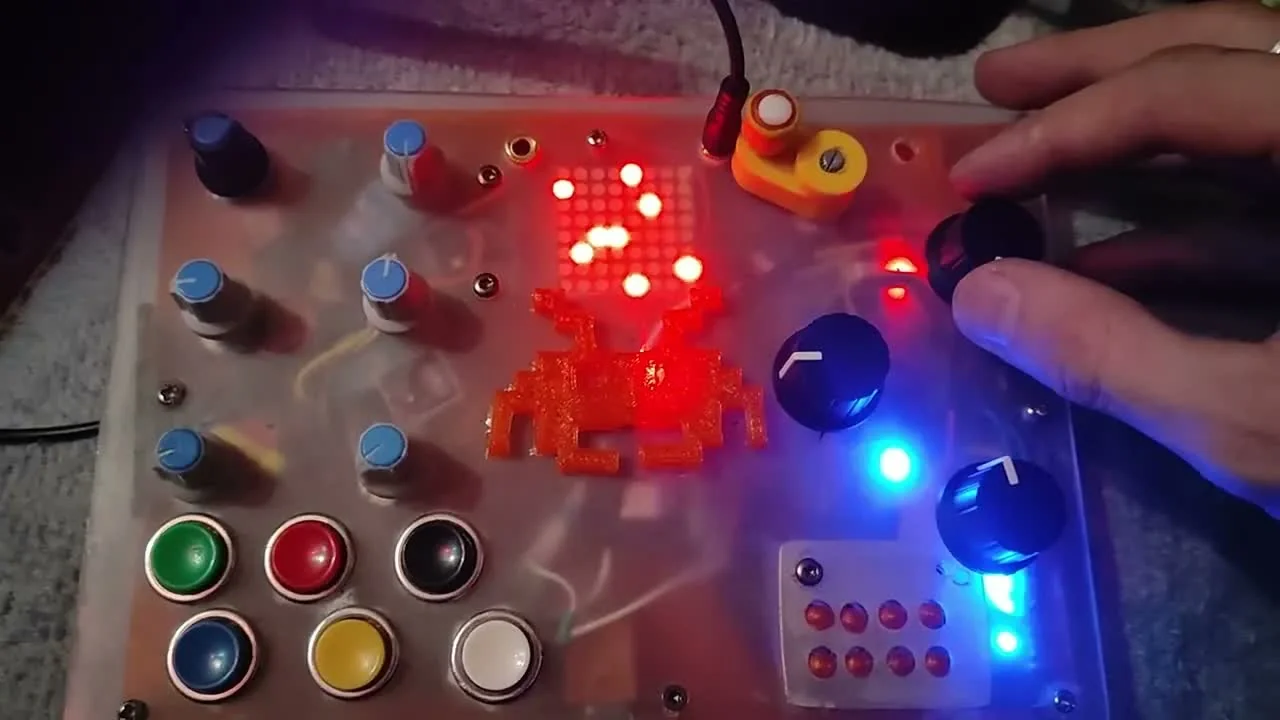 The PicoMonster hybrid instrument combining a Pikocore and Mutant Synth in a handmade black enclosure