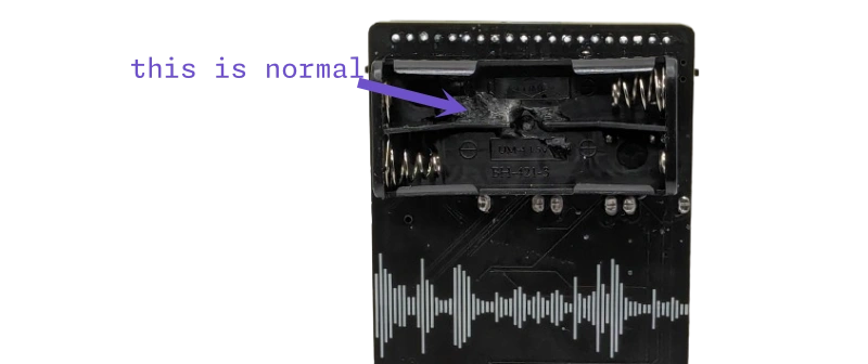 Epoxy securing the Zeptocore battery holder