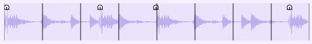 Four detected kick positions in the Zeptocore sample tool