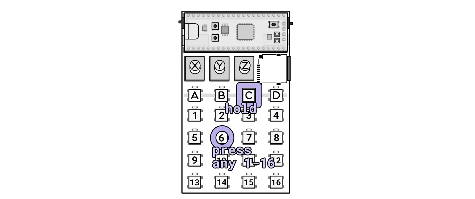 C plus a numbered key selects a sequence